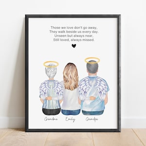 Regalo commemorativo personalizzato per i nonni, regalo commemorativo per la famiglia, ritratto di nonna, nonno e nipote, regalo di ricordo