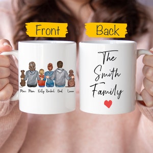 Taza familiar personalizada, regalo familiar personalizado, taza de café familiar para mascotas, taza familiar para perros, regalo familiar para perros y gatos, regalo para mamá, regalo para papá