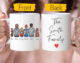 Personalized Family Mug, Custom Family Gift, Pet Family Coffee Cup, Dog Family Mug, Dog and Cat Family Gift, Mom Gift, Dad Gift