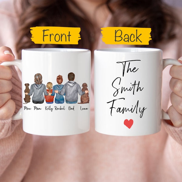 Personalized Family Mug, Custom Family Gift, Pet Family Coffee Cup, Dog Family Mug, Dog and Cat Family Gift, Mom Gift, Dad Gift