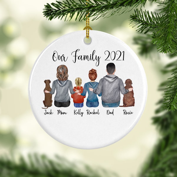 Familieornament, familiecadeau, familiekerstornament, aangepast ornament, gepersonaliseerd kerstornament, aangepast ornament, bontfamiliecadeau