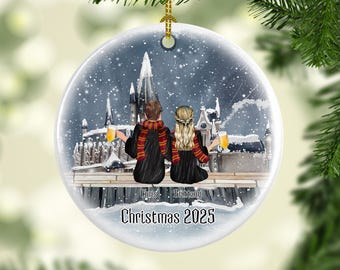 Personalized Wizard Couple Christmas Ornament, Wizard Family Ornament, Magic Friends Ornament, Wizard Couple Christmas Gift