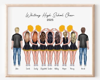 Personalisiertes Jubel-Team mit Jungen- und Mädchengeschenk, Cheerleader-Druck, jubeln Sie Druck, jubeln Sie Geschenk für Team, Cheerleader-Porträt, jubeln Sie Freund Geschenk