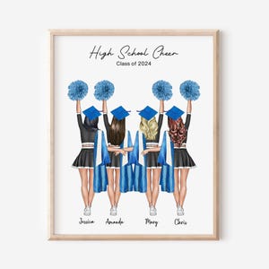 Personalized Cheerleader Graduation Print, Graduation Cheer Team Gift, Cheer Team Graduation Gift, Cheerleader Gift, Graduation Portrait