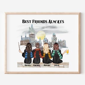 Personalized Wizard Friends Portrait, Magic Friends Gift, BFF Gift, Anniversary Gift, Gift for Best Friends, Wizard Birthday Gift