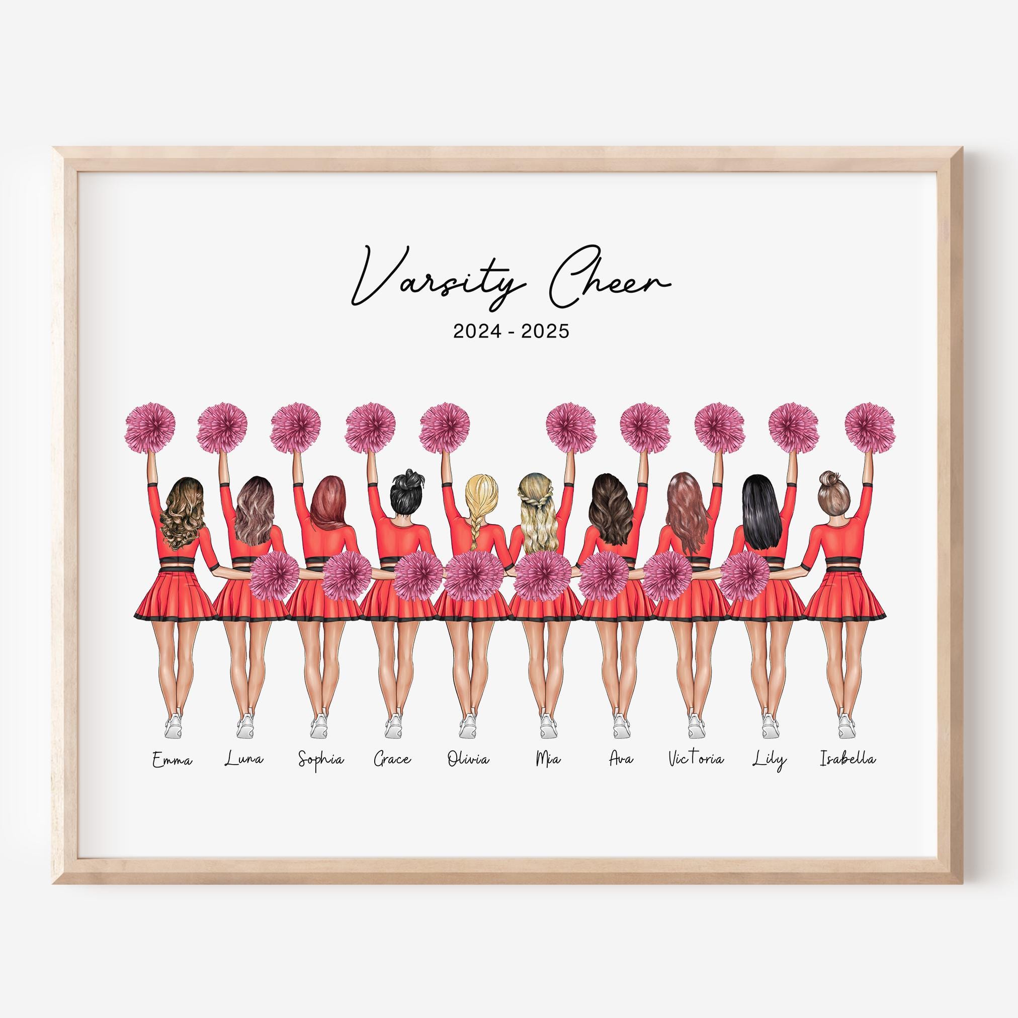 Personalized Cheer Team Gift, Cheer Gifts for Team, Cheerleader Portrait Print,Cheer Team Print,Cheer Friend Gift,Dance Team,Custom Wall Art