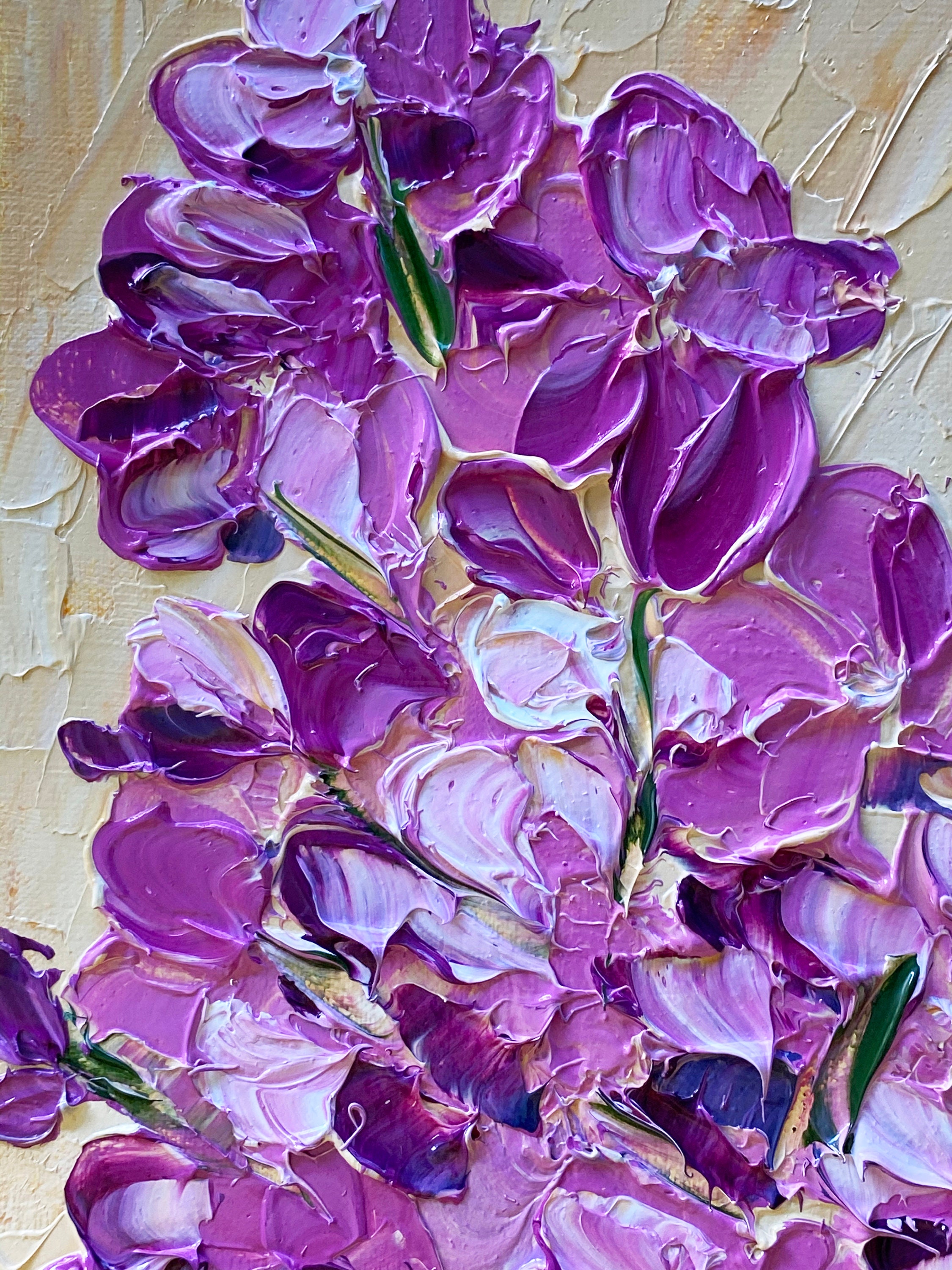 Lilac Painting Original Art Canvas Wall Art Abstract Flowers Etsy
