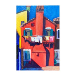 Venice Painting Original Art Burano Wall Art Italy Original Painting Canvas Wall Art Small Painting 8 by 12 inches by MarynaTytarenkoArt image 1