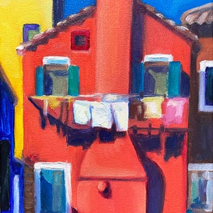 Venice Painting Original Art Burano Wall Art Italy Original Painting Canvas Wall Art Small Painting 8 by 12 inches by MarynaTytarenkoArt image 9