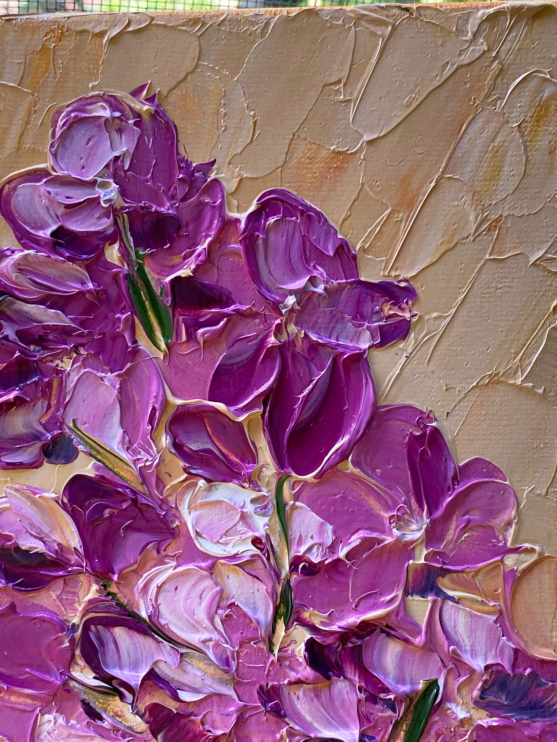 Lilac Painting Original Art Canvas Wall Art Abstract Flowers Etsy