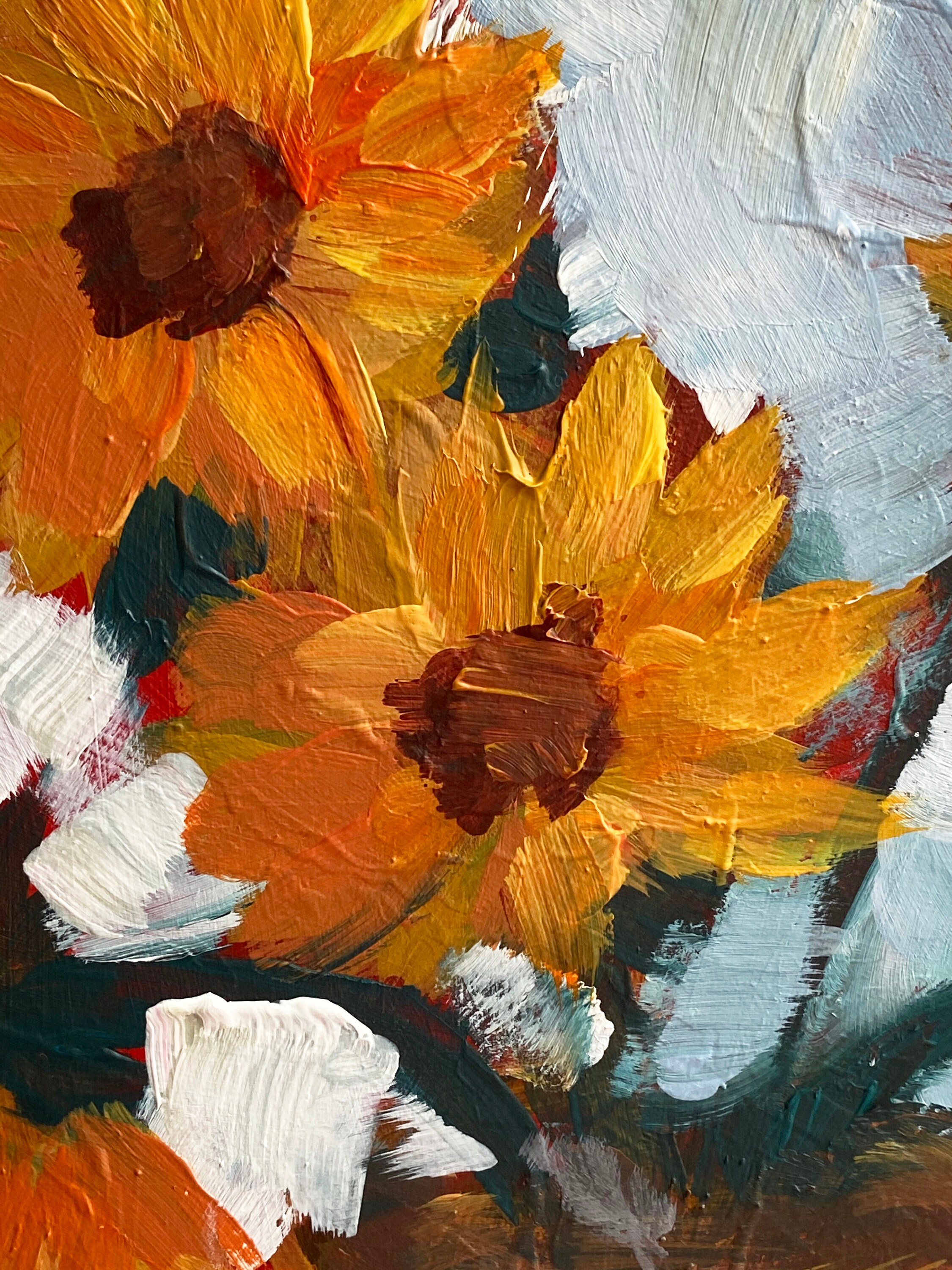 Sunflowers Painting Original Art Acrylic Painting Floral Wall | Etsy