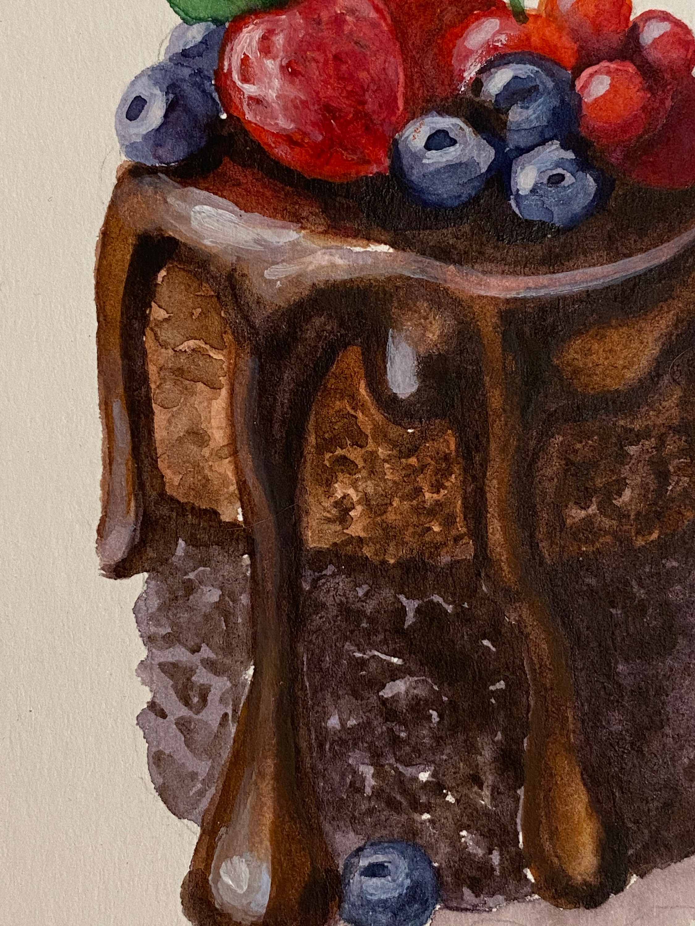 Chocolate Cake Painting Watercolor Art Original Small Painting | Etsy