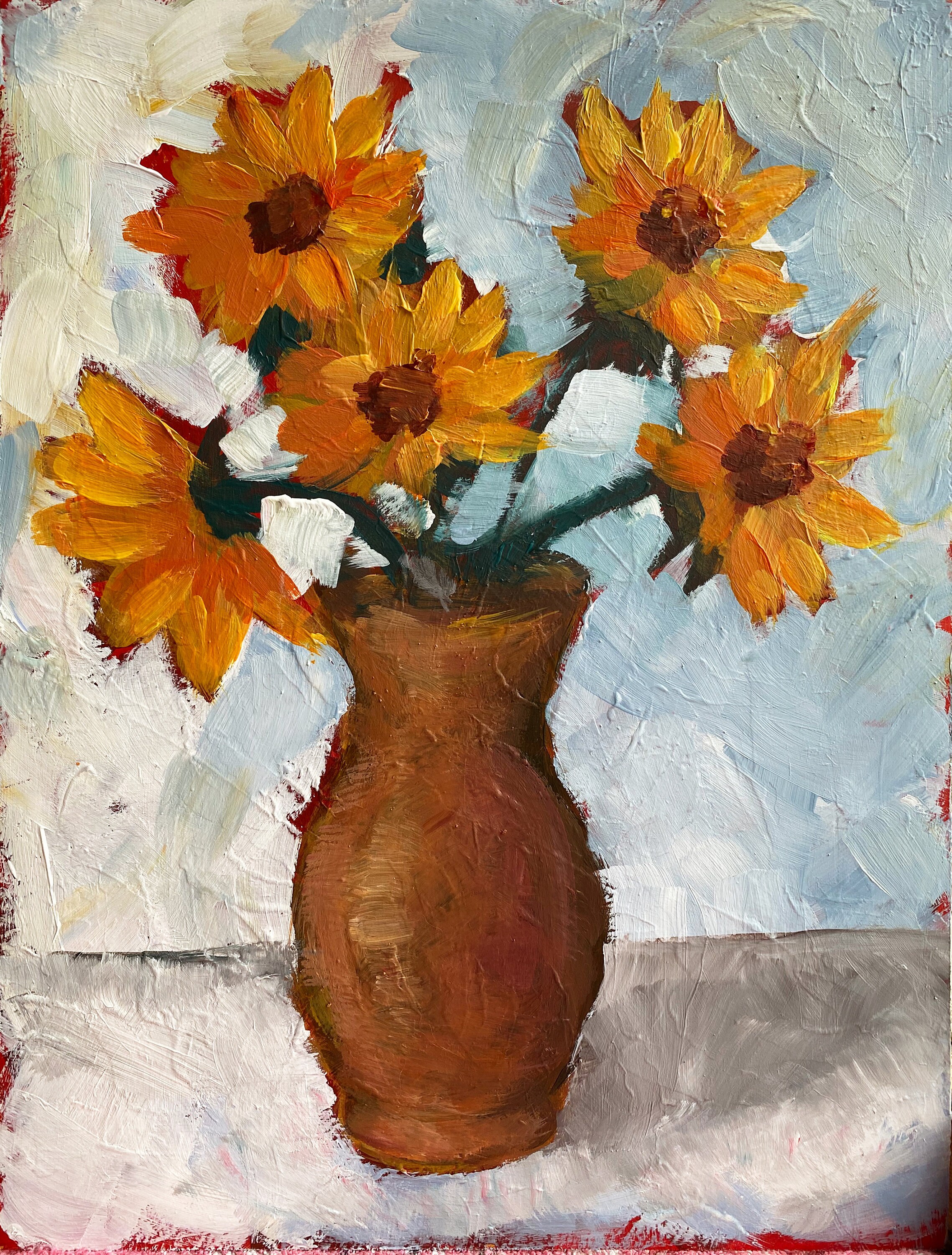 Sunflowers Painting Original Art Acrylic Painting Floral Wall | Etsy