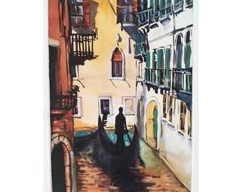 Venice Painting Original Art Watercolor Painting Architectural Sketch 8.5 by 12 inches by Tytarenko