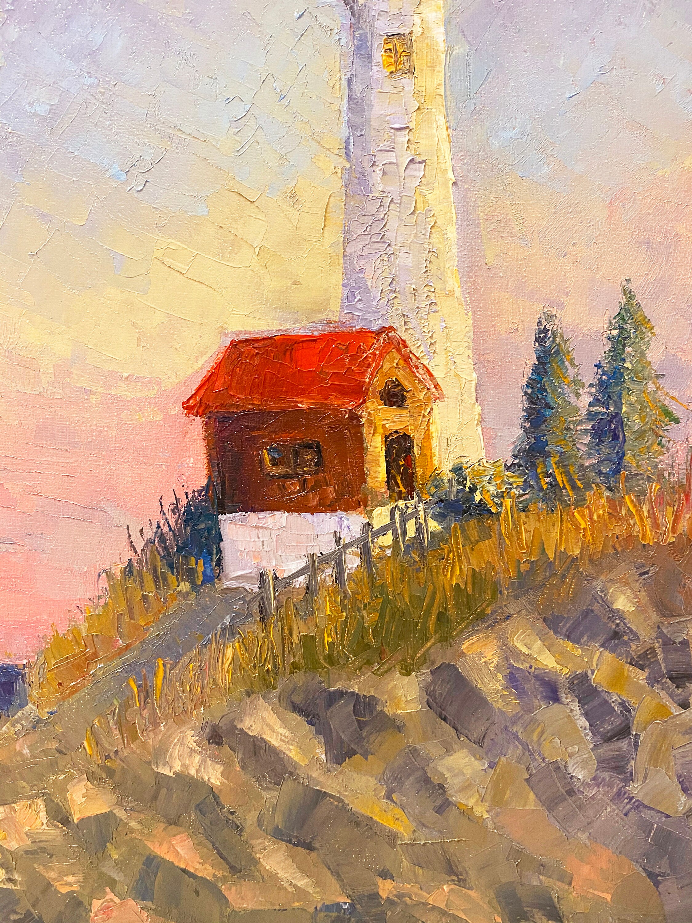 Lighthouse Original Painting Original Art Oil Texture Paste Abandoned  Lighthouses Painting Wall Art Impasto Art Ukrainian Shop 