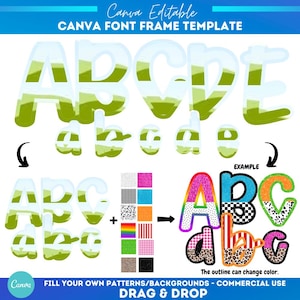 Canva Rahmen Vorlage 4. Juli Alphabet | Sublimationsdruck | Benutzerdefiniertes Füllmuster | Füllen Sie das Feld Schrift Alphabet | Keilrahmen Monogramm |