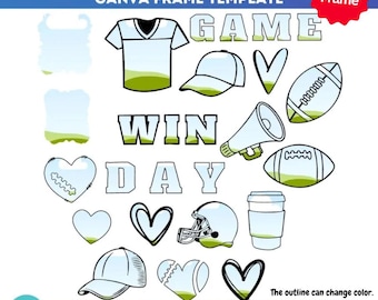 game day canva football Frame template | drag and drop | make your own png | American football | sport Canva template | football Canva frame