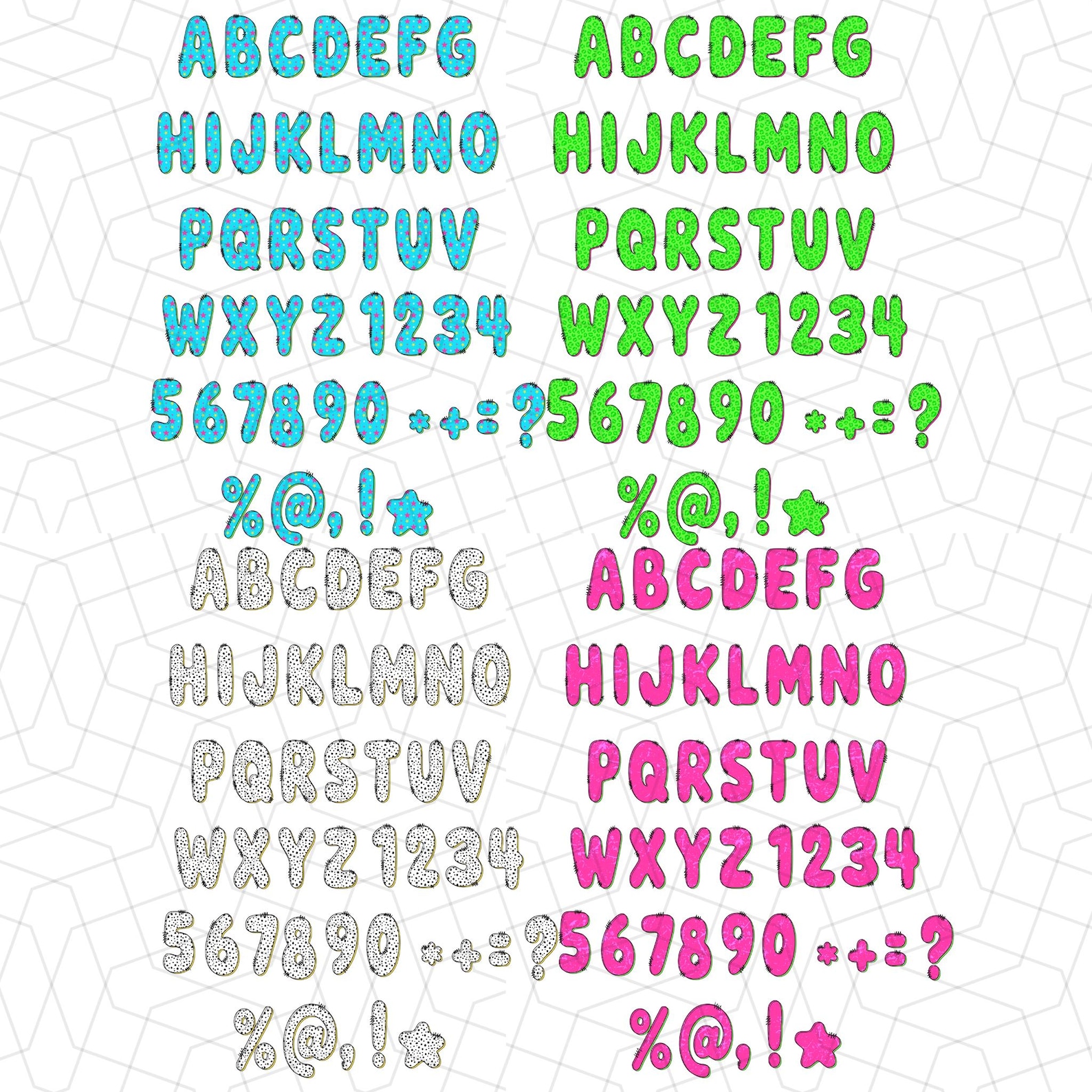 Preppy Bubble Summer Alphabet Letters | Doodle Alpha Font Letter and ...