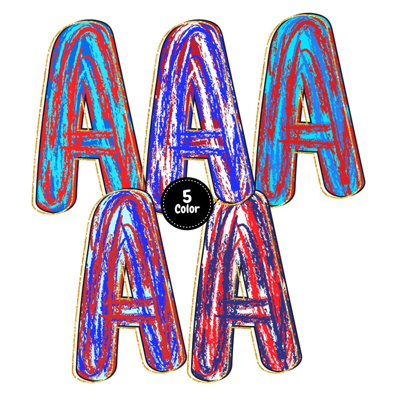 Preppy Brush Stroke America Alphabet Png | Doodle Alpha Font Letter and ...
