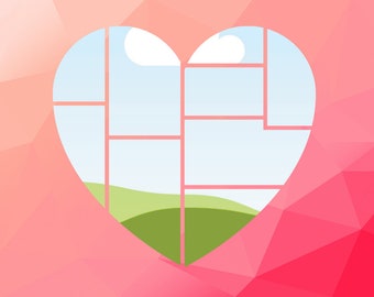 Cute Heart Photo Collage Canva Frames , Editable In Canva , Mockup Frames, Editable Canva Templates, Print Templates