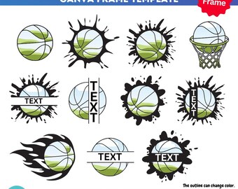 Basketball Name Canva template | Basketball Picture Collage | basketball bundle | make your own png | Canva frames bundle