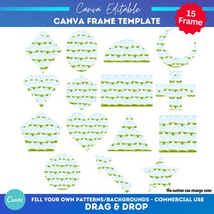 Sjabloon puzzelcanvaframes | Mockup frame met hartjes | slepen en neerzetten | Vierkant, ster, cirkel, maan | bewerkbare canvaslijst | fotocollage