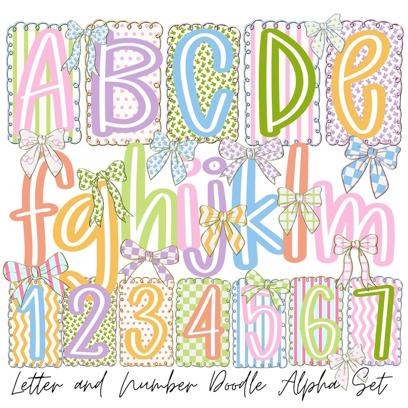 Preppy Easter Alphabet PNG | Bunny Egg Spring | Coquette Letters ...