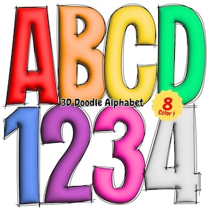 Neón brillante Regreso a la escuela Alfabeto y números de neón hinchados inflados en 3D: letra 3D, diseño inflado, PNG de fuente de maestro de escuela, conjunto alfa