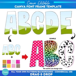 Canva Letter and Number frames Template | doodle letters | alpha sets | Font Canva Frame |  canva alphabet frame | Canva Frame Monogram