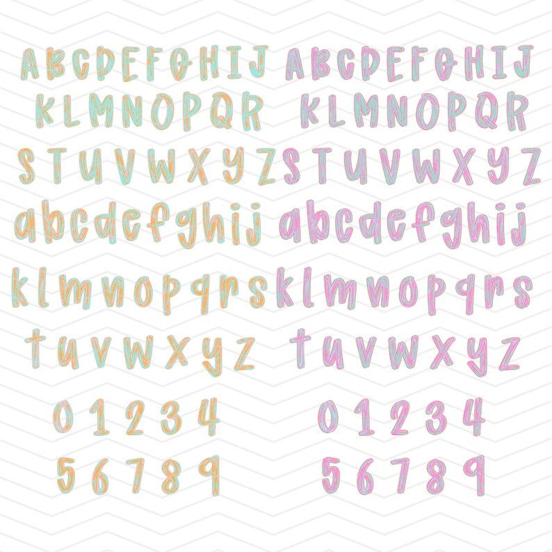 Preppy Brush Stroke Easter Alphabet Png | Doodle Alpha Font Letter and ...