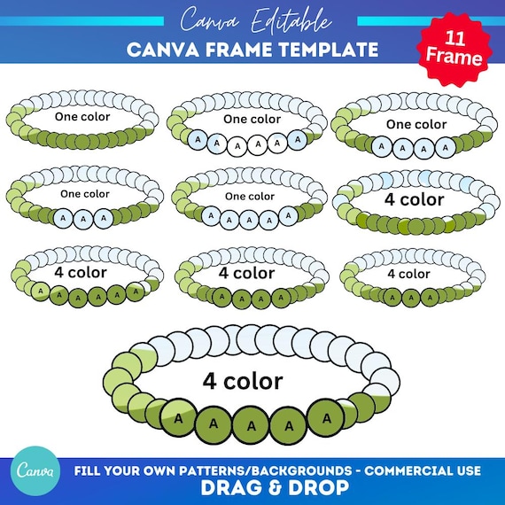 Friendship Bracelet Canva Frame | Retro Templates Bundle | drag and drop Canva frames | Alphabet Bead | friendship bracelet png
