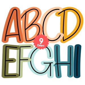 Letras do alfabeto Boho | Fonte temática escolar da moda | Letras maiúsculas e números para sala de aula e artesanato | Alfabeto de férias de outono | Rabisco