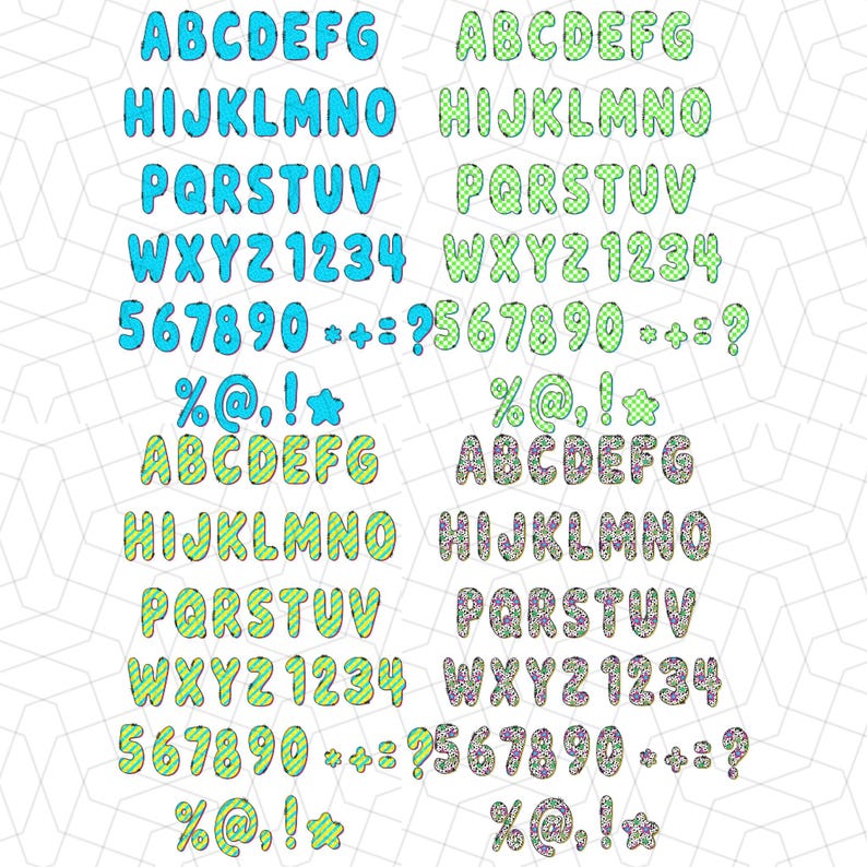 Abcdefg Pattern Preppy Bubble Summer Alphabet Letters | Doodle Alpha Font Letter and ...