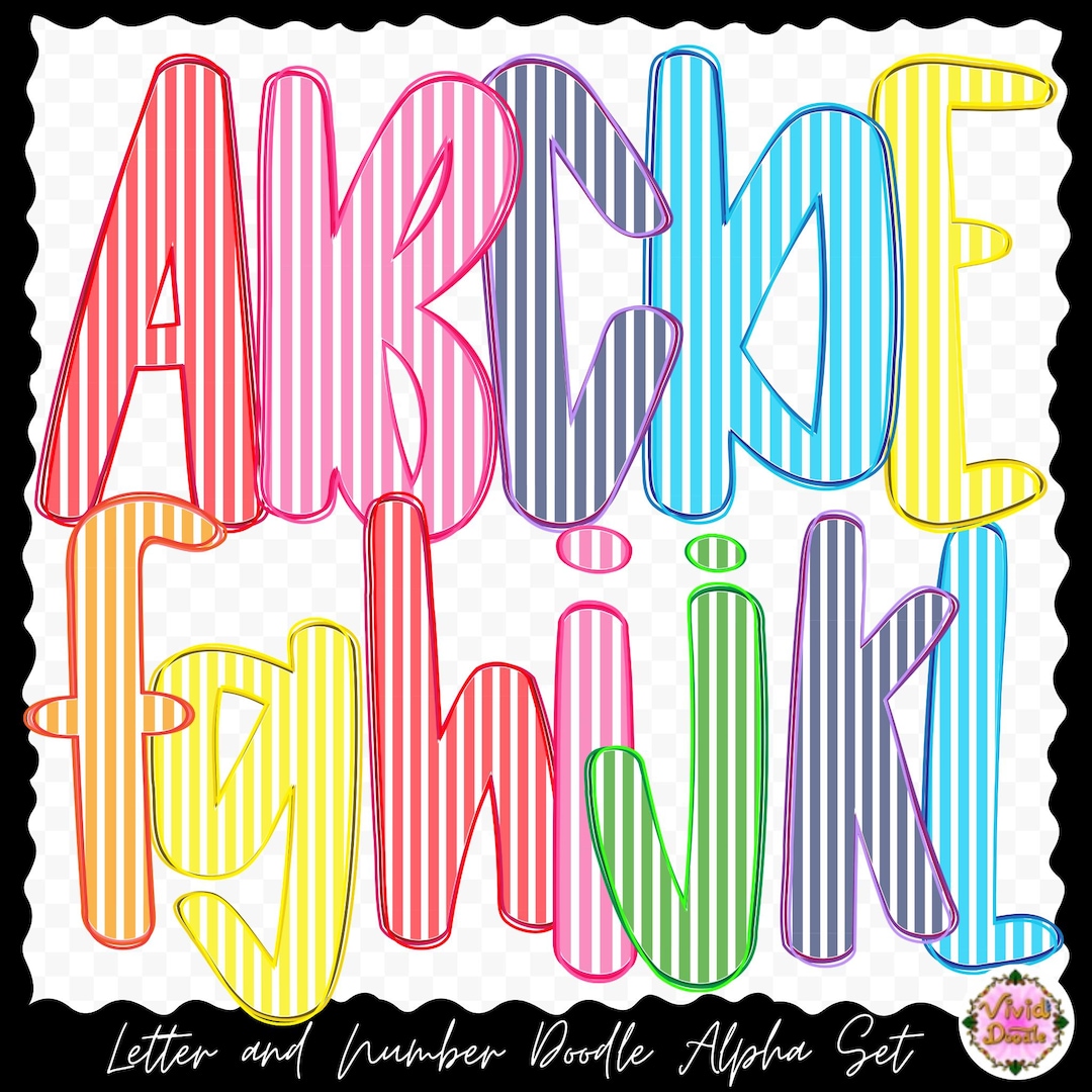 Preppy Striped Alphabet Alphabet PNG | Doodle Alpha Font | Cute Letters ...