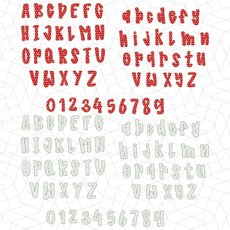 Preppy Candy Cane Christmas Alphabet Png Bundle | Doodle Alpha Font ...