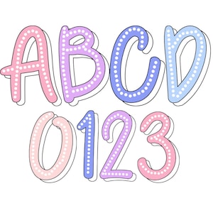 Bright Pastel dalmation dots png , polka dot alphabet png, marquee letters png, doodle dot font, Digital Download, dot alphabet png,