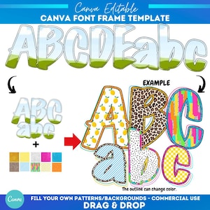 Marcos de letras Canva, fuente alfabética, sublimación, marcos de letras de burbujas, fuente alfabética para rellenar, monograma de marco Canva, fuentes alfabéticas Canva