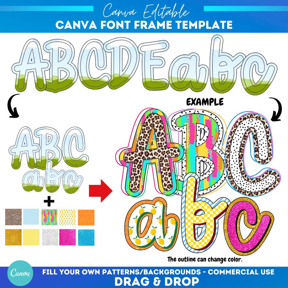 Handwriting Canva frame png Alphabet | Drag and drop | Fill Template | Font Alphabet | Canva Frame Monogram | Canva alpha fonts