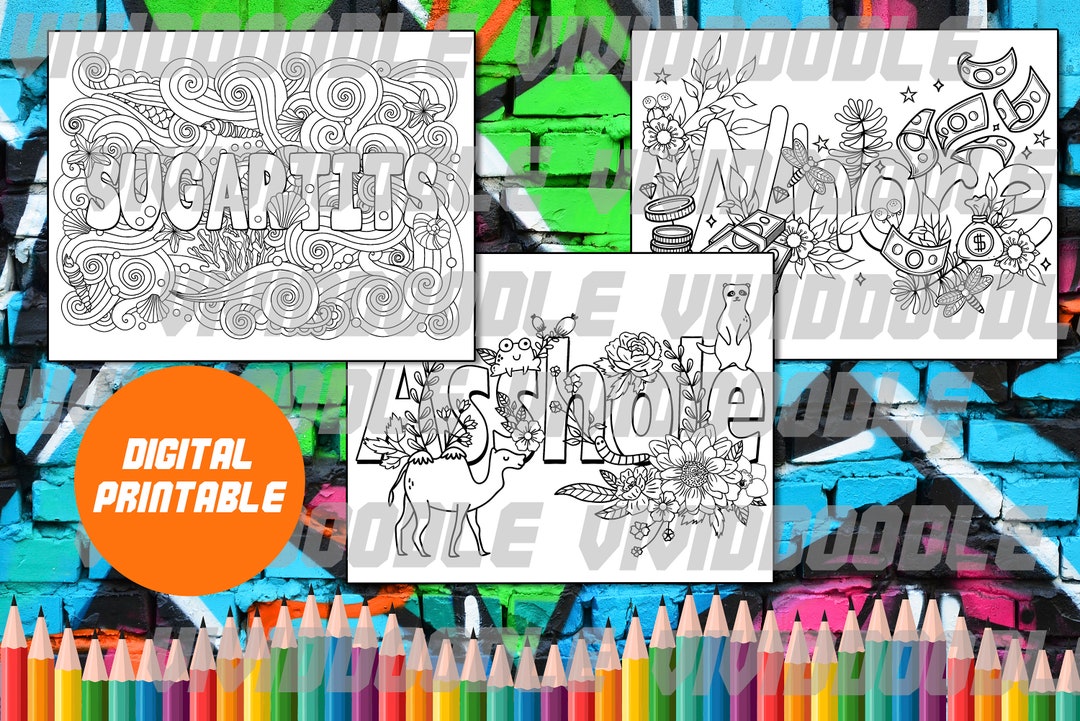 Animal Swear Word Coloring Page Digital Coloring Pages Clip Art Instant