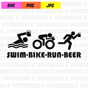 Triathlon Schwimmen Bike Run Bier SVG Design Jpg, PNG Digital Download PNG Datei Silhouette