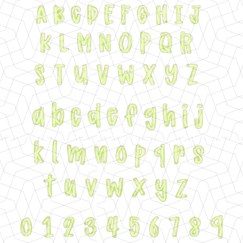 Preppy Brush Stroke Summer Alphabet Png | Doodle Alpha Font Letter and ...