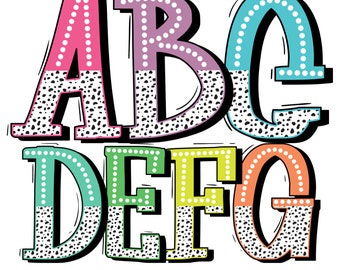 Half Dalmatian Dot Neon Colorful Handwritten Doodle Alphabet Font