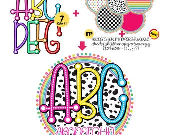 Dalmatian Dot Alphabet with Adorable Circle Background PNG – Custom Polka Dot Doodle, Digital Download of Alphabet and Number Set