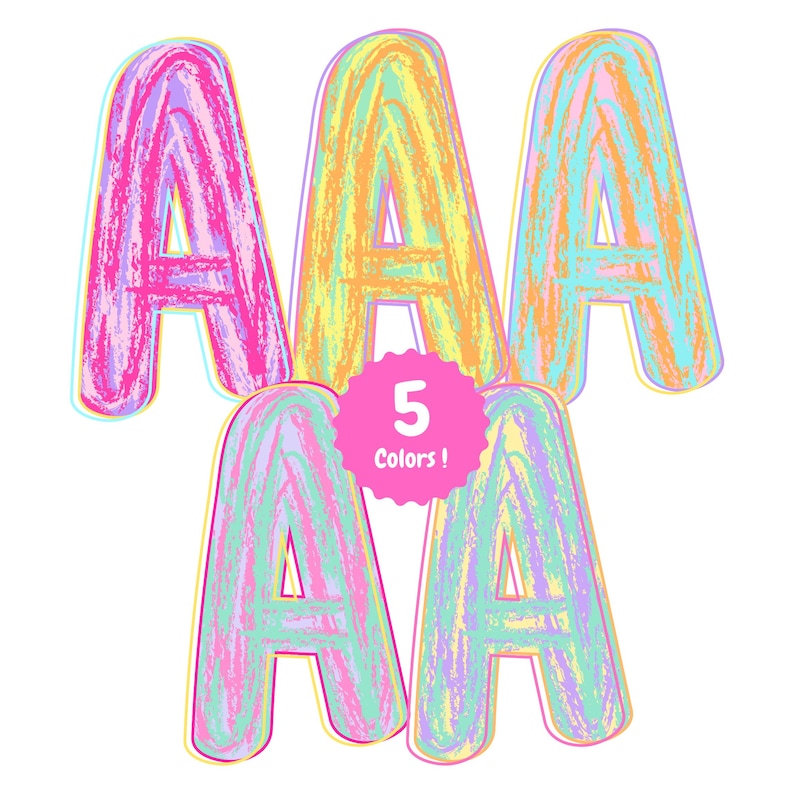 Preppy Brush Stroke Easter Alphabet Png | Doodle Alpha Font Letter and ...
