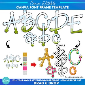 Plantilla de marco de Canva con puntos preppy, alfabeto, sublimación, patrón de relleno personalizado, fuente, marco de Canva, relleno de alfabeto, profesor de escuela de verano