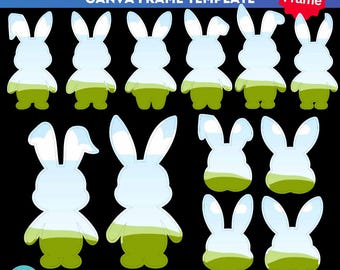 Cornice di Pasqua in tela / Collage fotografico a forma di coniglio / Collage fotografico di coniglietto di Pasqua / Cornici in tela trascina e rilascia / / Pasqua / Modello di cornice in tela