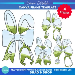 Enfermeira Coelhinho da Páscoa Coquete Canva Frame | Pacote de Modelos Coquete Canva | arraste e solte quadros Canva | Páscoa | Modelo de quadro Canva