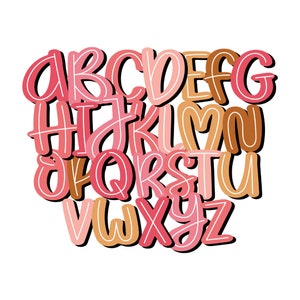 scribble scrabble lines png, Boho color palette, doodle alpha, Retro Doodle, Scribble Alphabets, Black center line Sublimation Designs