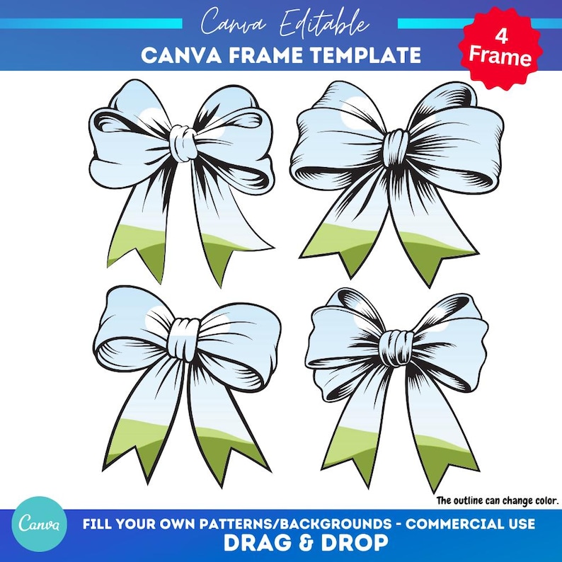 Coquette Bow Canva Frame | Coquette Canva Templates Bundle | Drag and ...