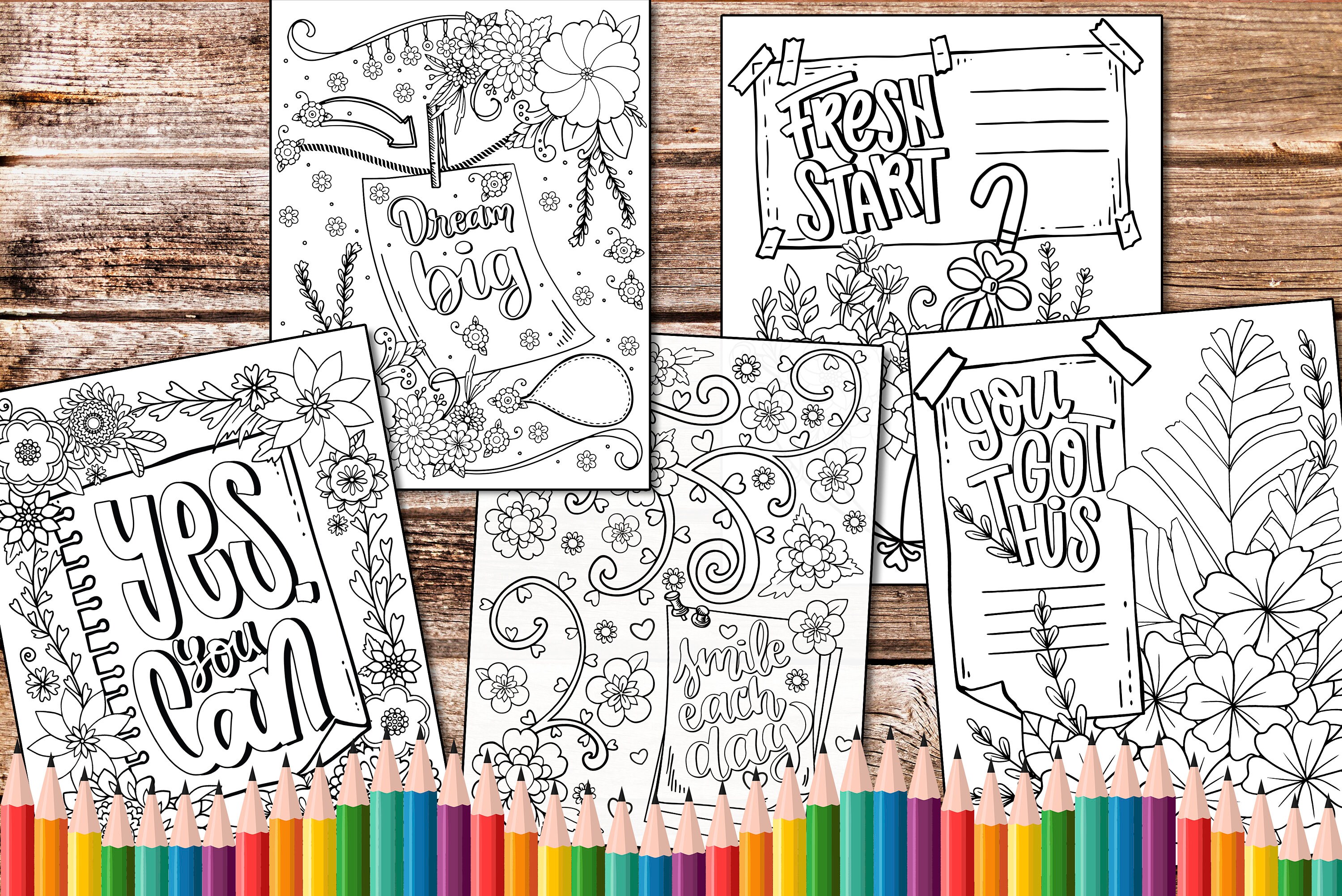 inspirational coloring page digital coloring pages clip art etsy